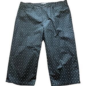 Jessica London Black White Polkadot Cotton Wide Leg Dress Pants